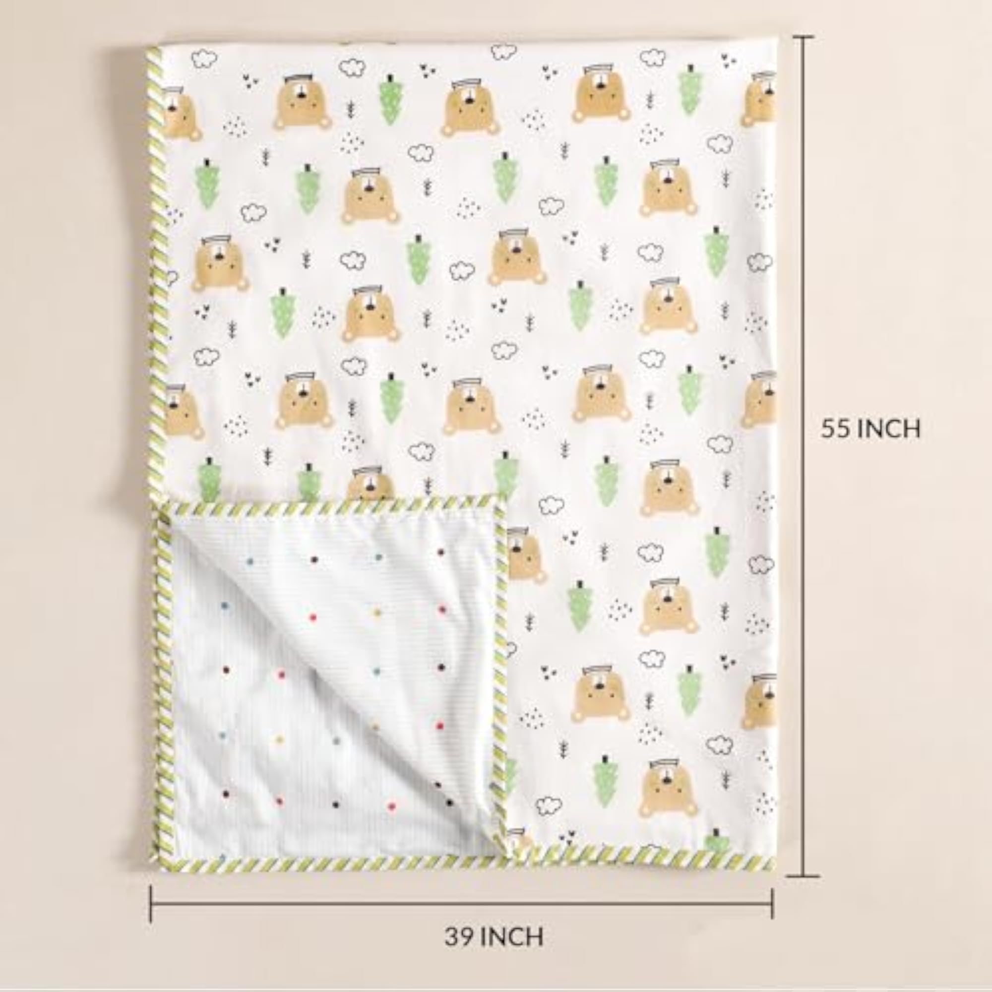 100% Cotton Reversible Dohar for Newborn Baby, 3 Layer